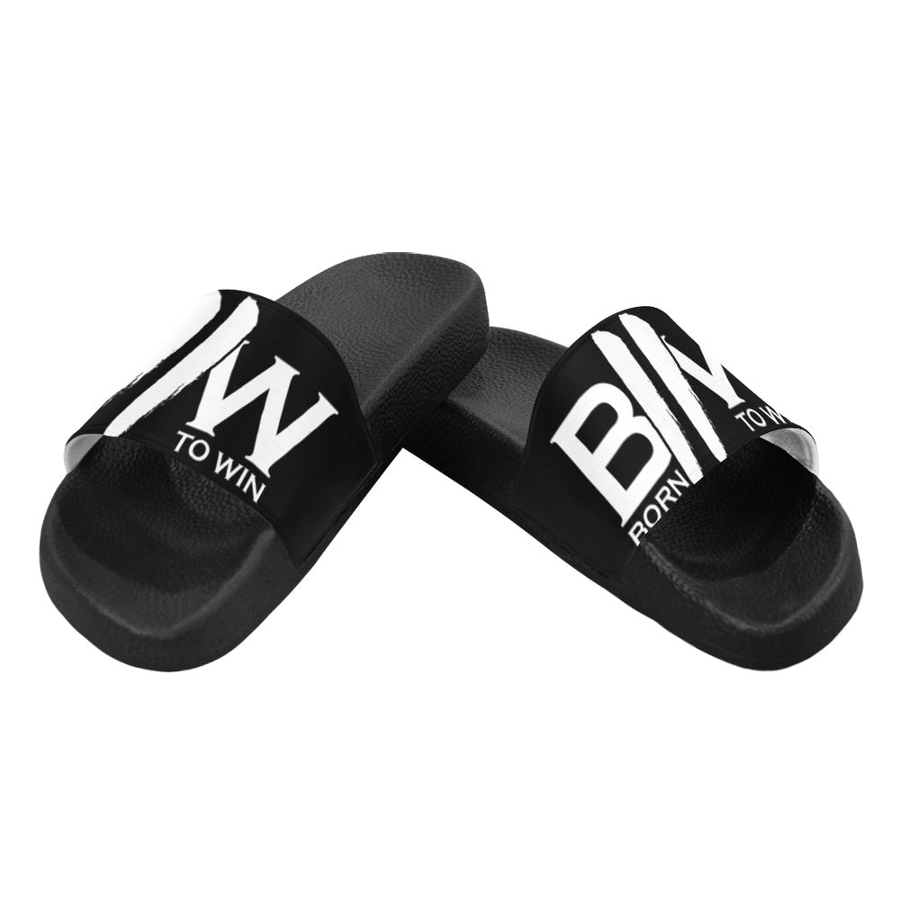 Black/White Slide Sandals