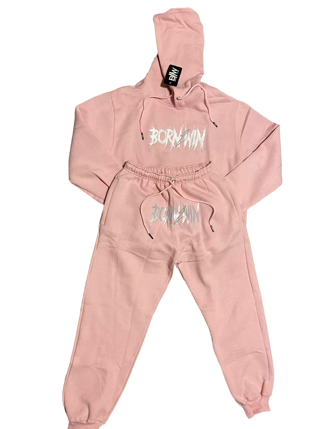 Pink Embroidery Born 2 Win sweat outfit