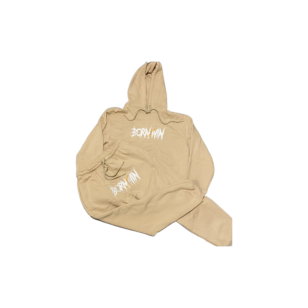 Embroidery Tan Born 2 Win Hoodie and Pants