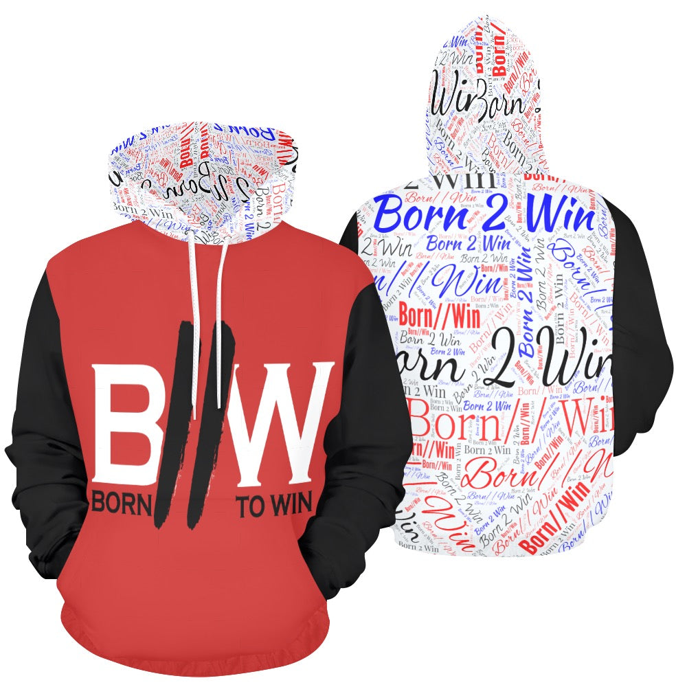 Red/Black Born 2 Win Allover Hoodie All Over Print Hoodie