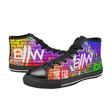 Load image into Gallery viewer, Black/ Multicolored B2W Classic High Top Canvas Shoes
