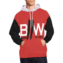 Load image into Gallery viewer, Red/Black Born 2 Win Allover Hoodie All Over Print Hoodie
