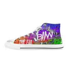 Load image into Gallery viewer, White/Multicolored B2W Classic High Top Canvas Shoes
