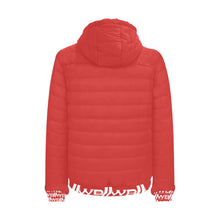 Load image into Gallery viewer, Red all around the rim Born 2 win Puffer Jacket
